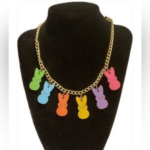 Colorful Bunny (PEEP) Charm Necklace - Multi-Color Women Jewelry